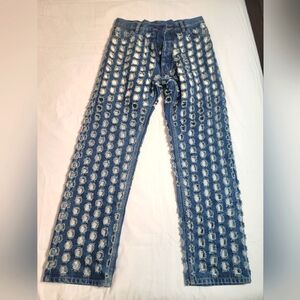 Unisex Maison Margiela Blue Distroyed Denim Jeans